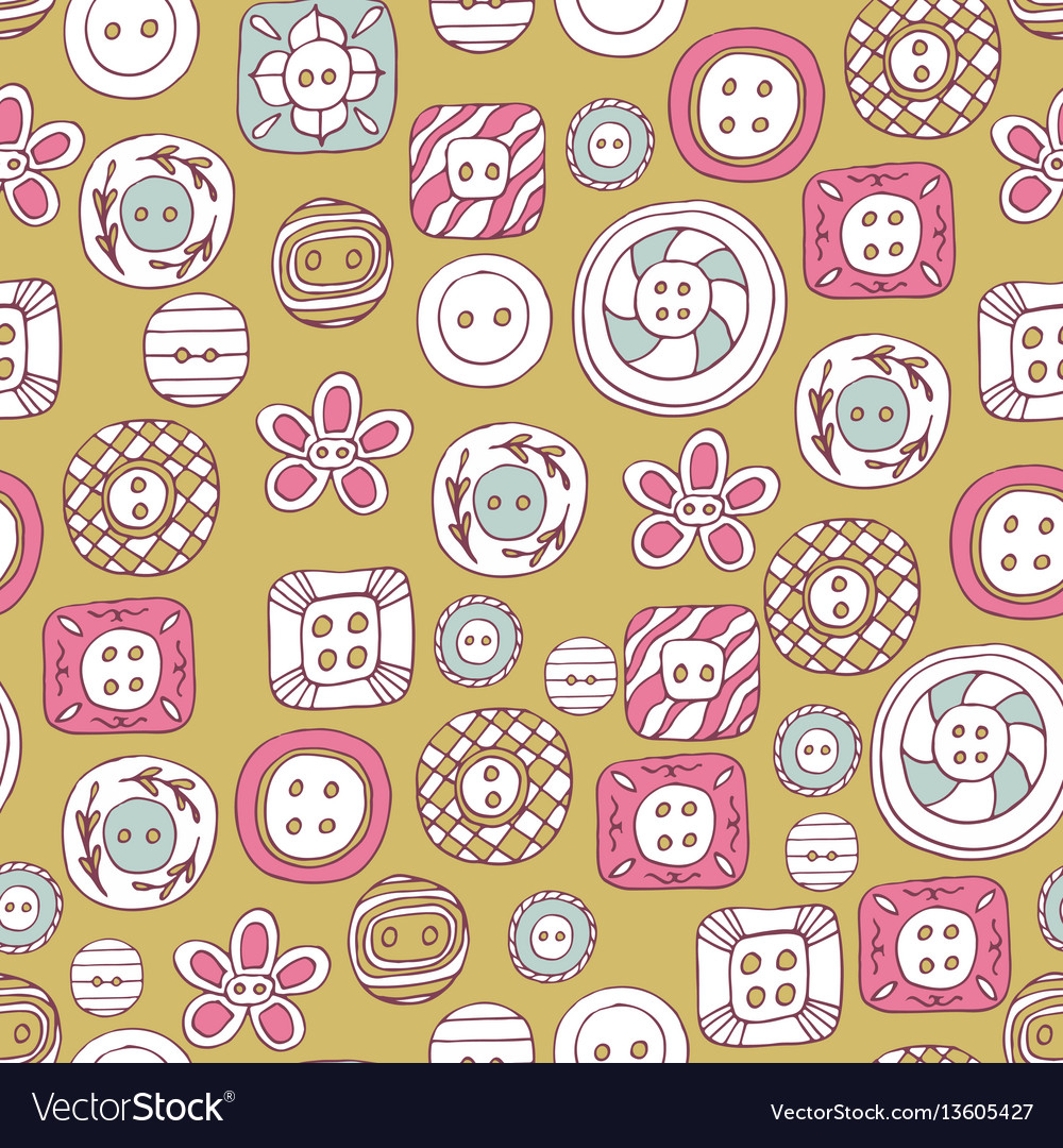 Lovely buttons seamless pattern vector image Lovely buttons seamless pattern