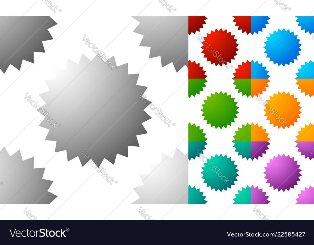 Pattern background set with badge starburst-like vector image Pattern background set with badge starburst-like