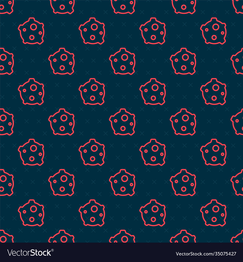 Red line asteroid icon isolated seamless pattern