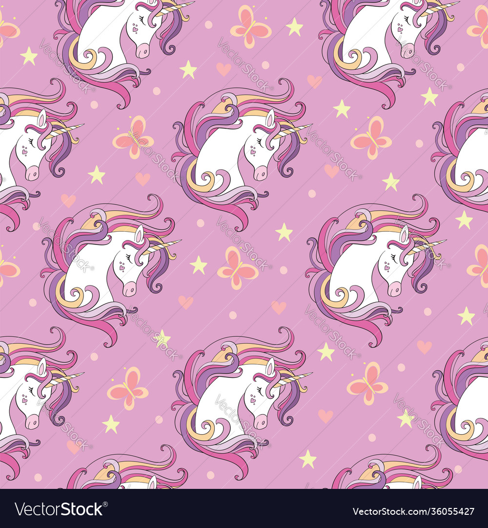 Seamless pattern with heads unicorns vector image Seamless pattern with heads unicorns