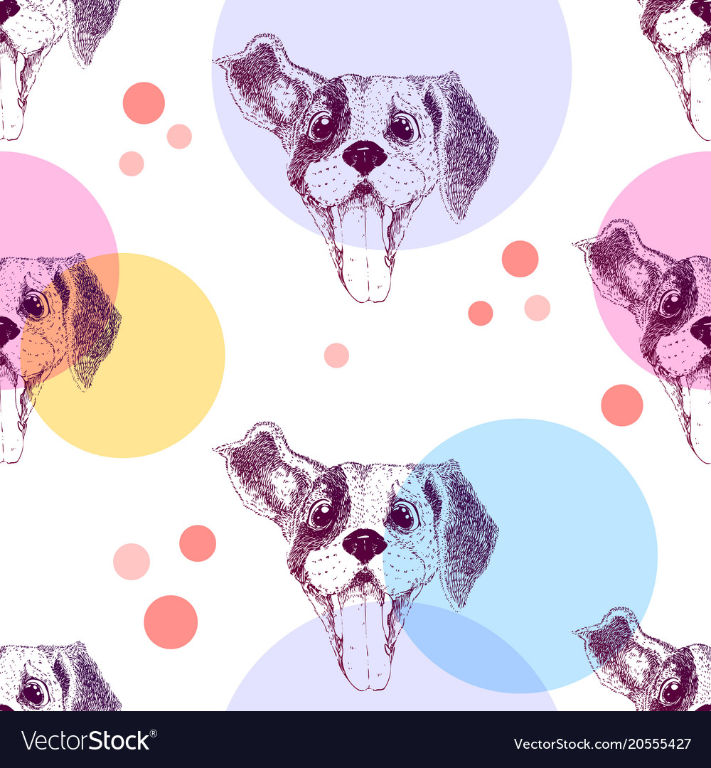 Seamless pattern with pretty puppy and colorful