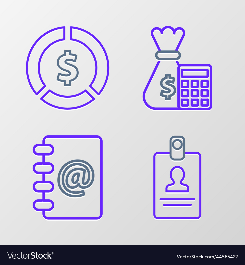 Set line identification badge address book vector image Set line identification badge address book