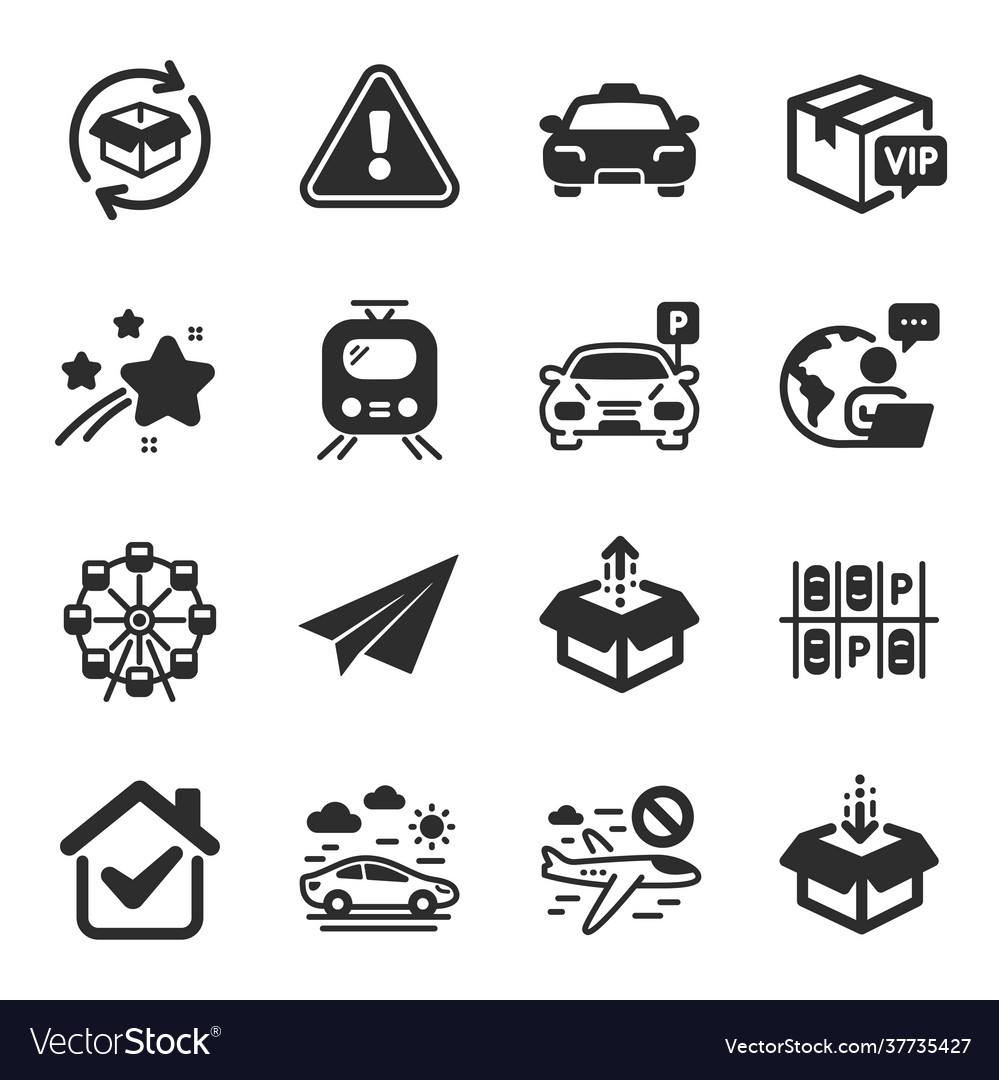 Set transportation icons such as cancel flight