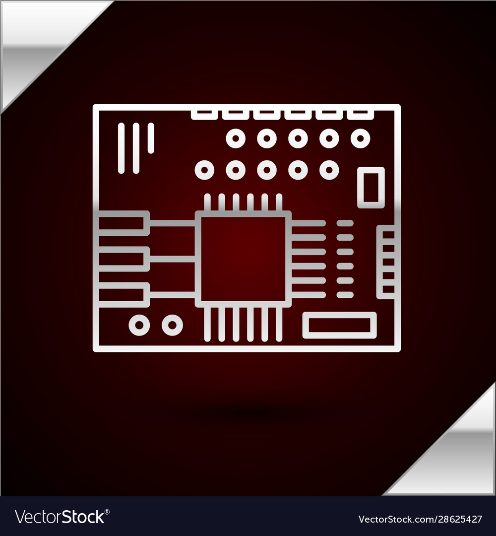 Silver line printed circuit board pcb icon Vector Image