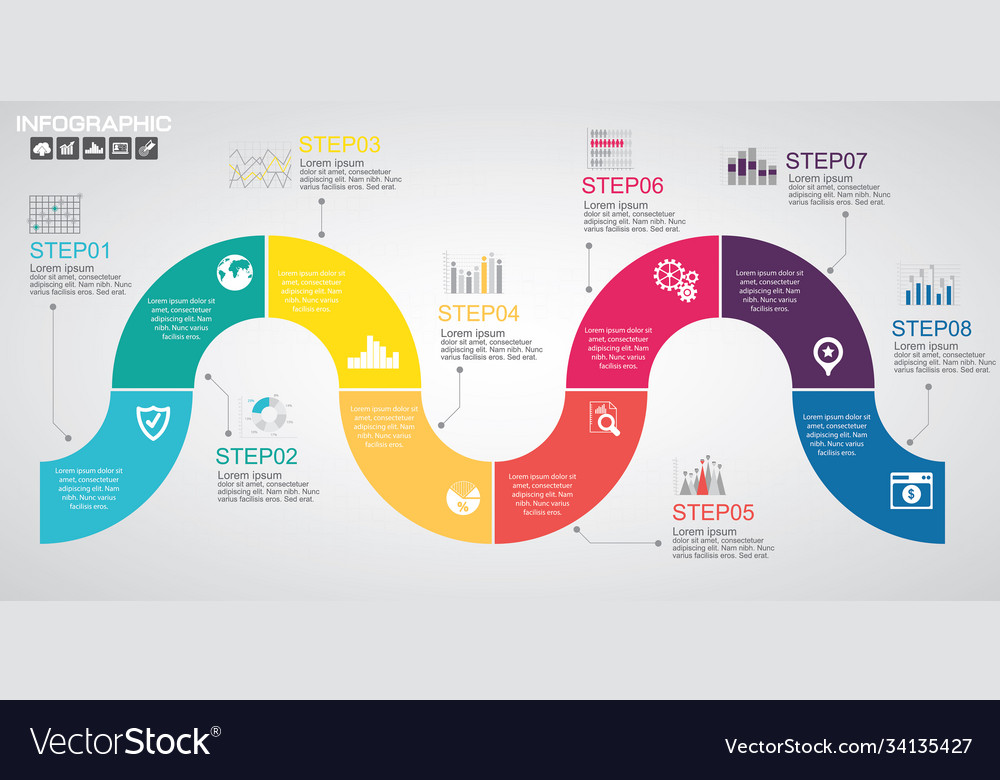 Timeline infographics design template Royalty Free Vector