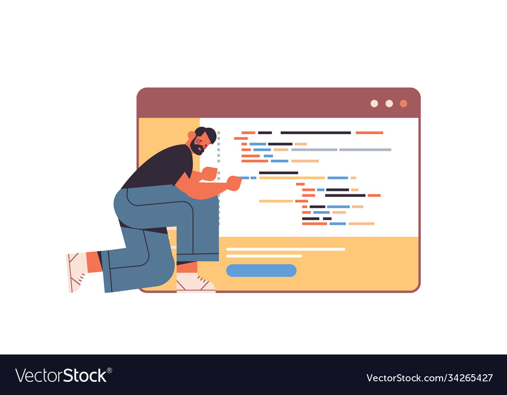 Web-Entwickler erstellen Programmcode Entwicklung vector image Web-Entwickler erstellen Programmcode Entwicklung