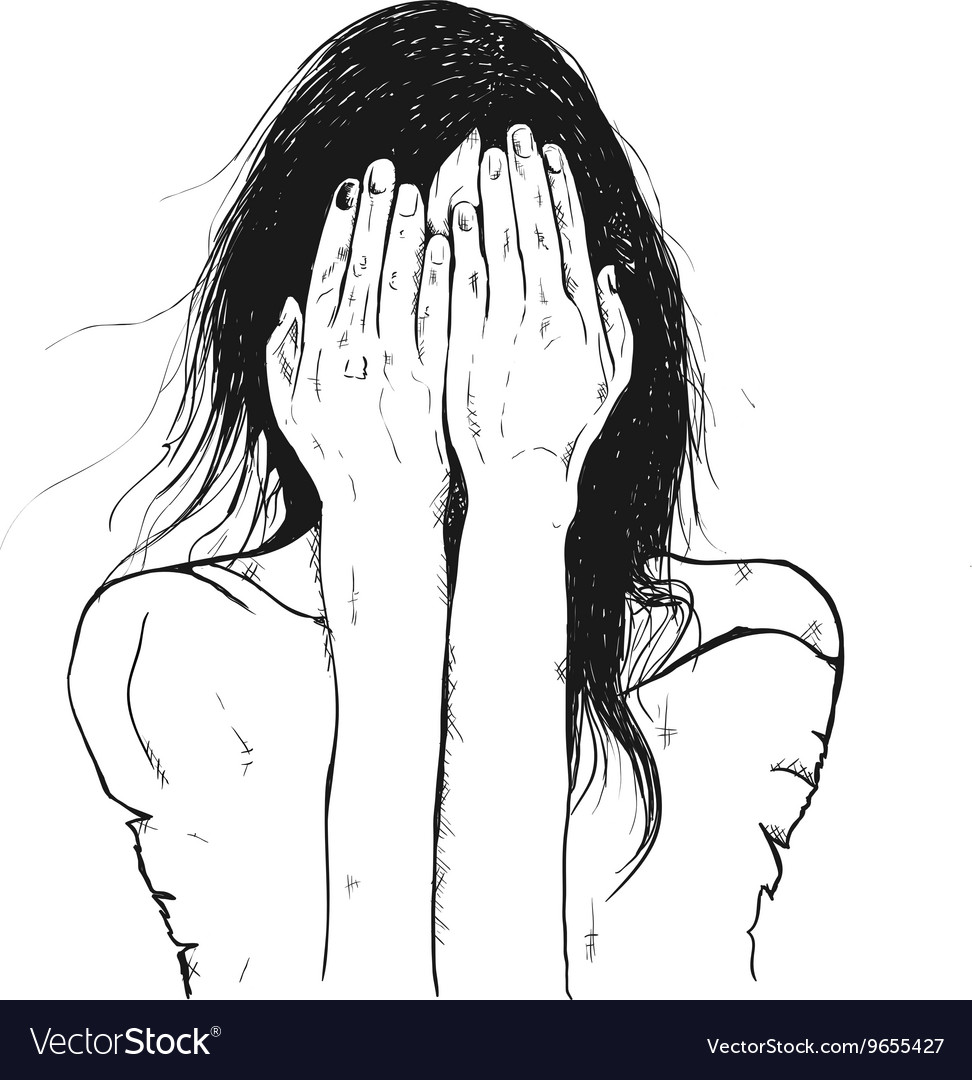 Woman Crying Sad Royalty Free Vector Image Vectorstock