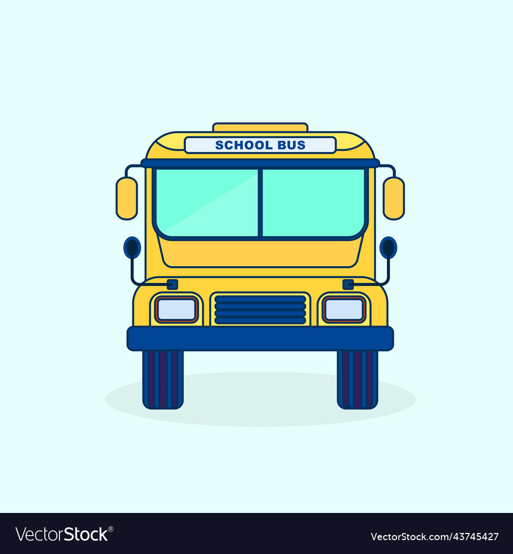 Yellow school bus front view transporting