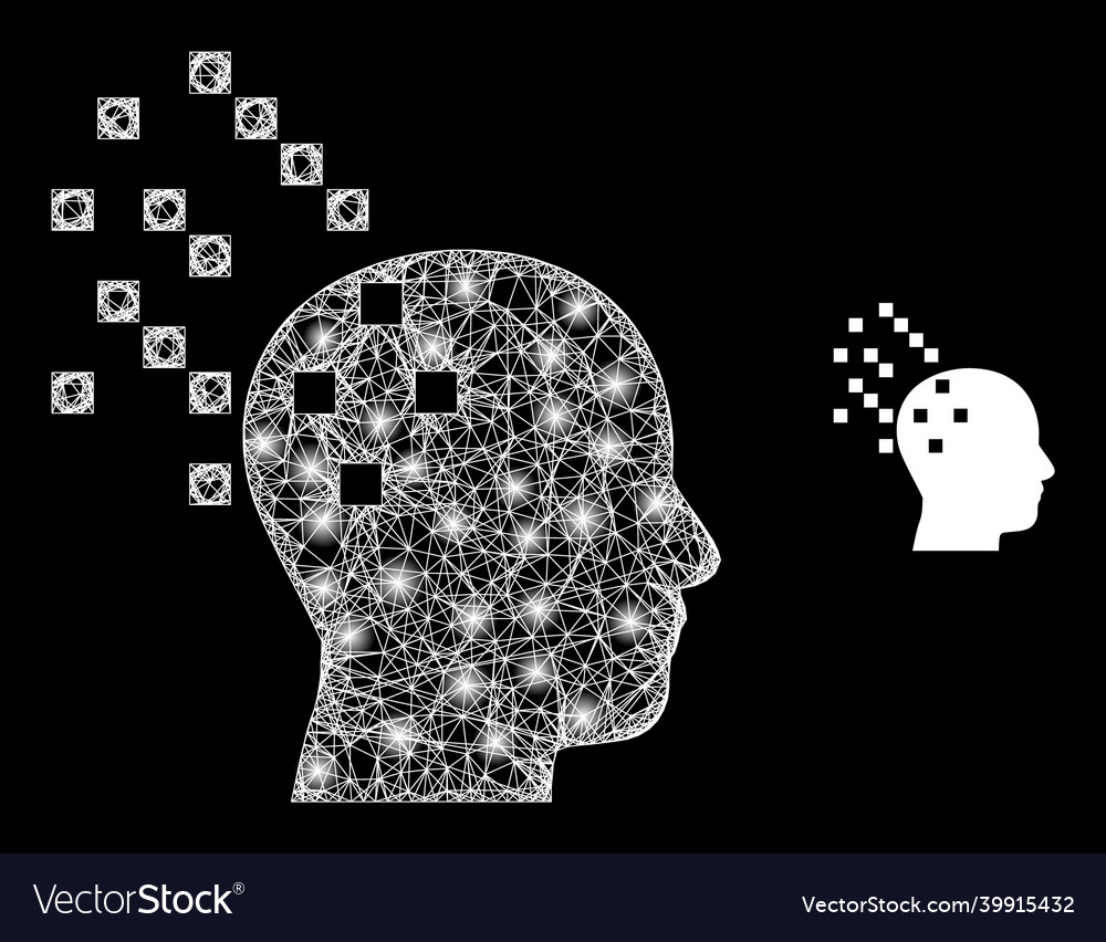 Bright net digital brain compilation with vector image Bright net digital brain compilation with