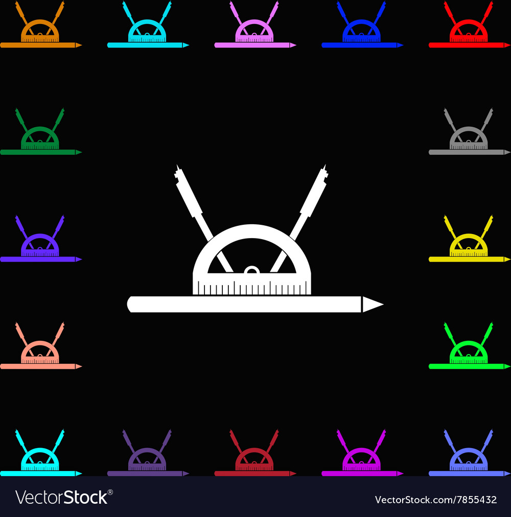 Compass and protractor characters geometry