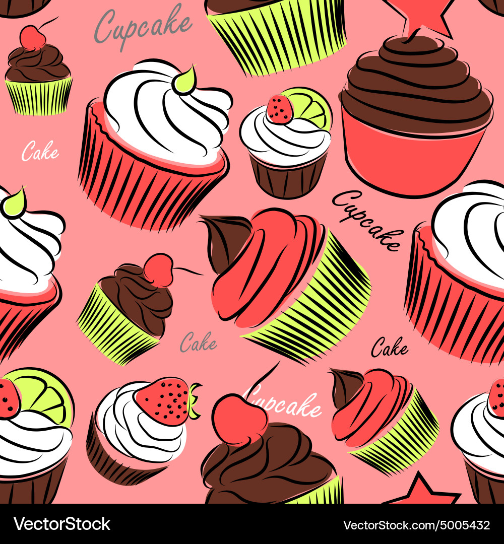 Cupcake seamless Royalty Free Vector Image - VectorStock