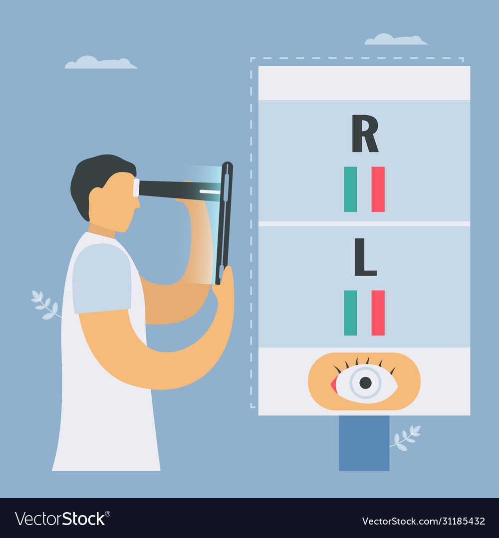 Eyesight testing with smartphonenew technology vector image Eyesight testing with smartphonenew technology