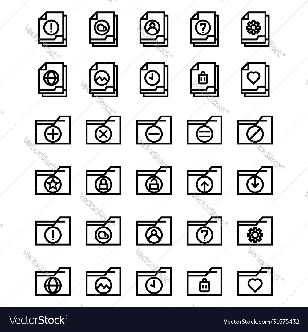 File and folder icon set include vector image File and folder icon set include