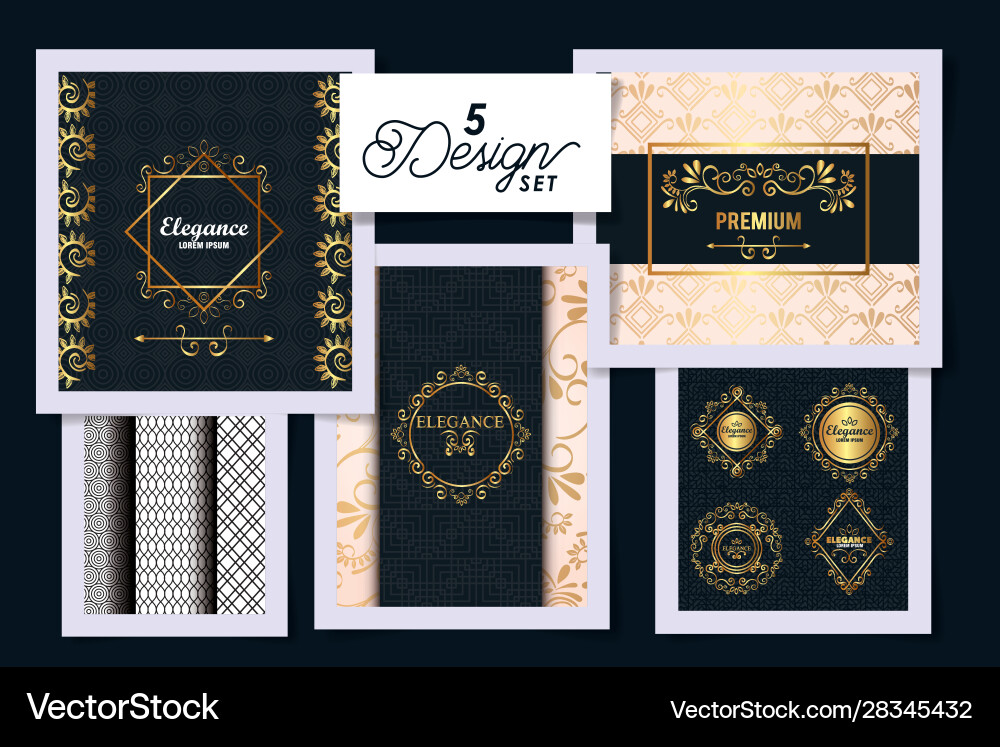 Five designs victorian elegance frames Royalty Free Vector