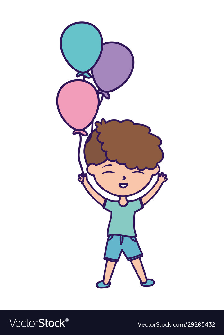 Happy children day little boy with balloons