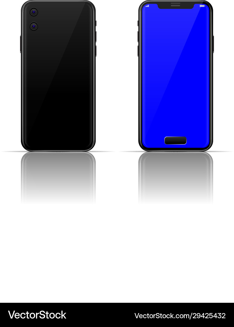 Isolated realistic black phone on different Vector Image