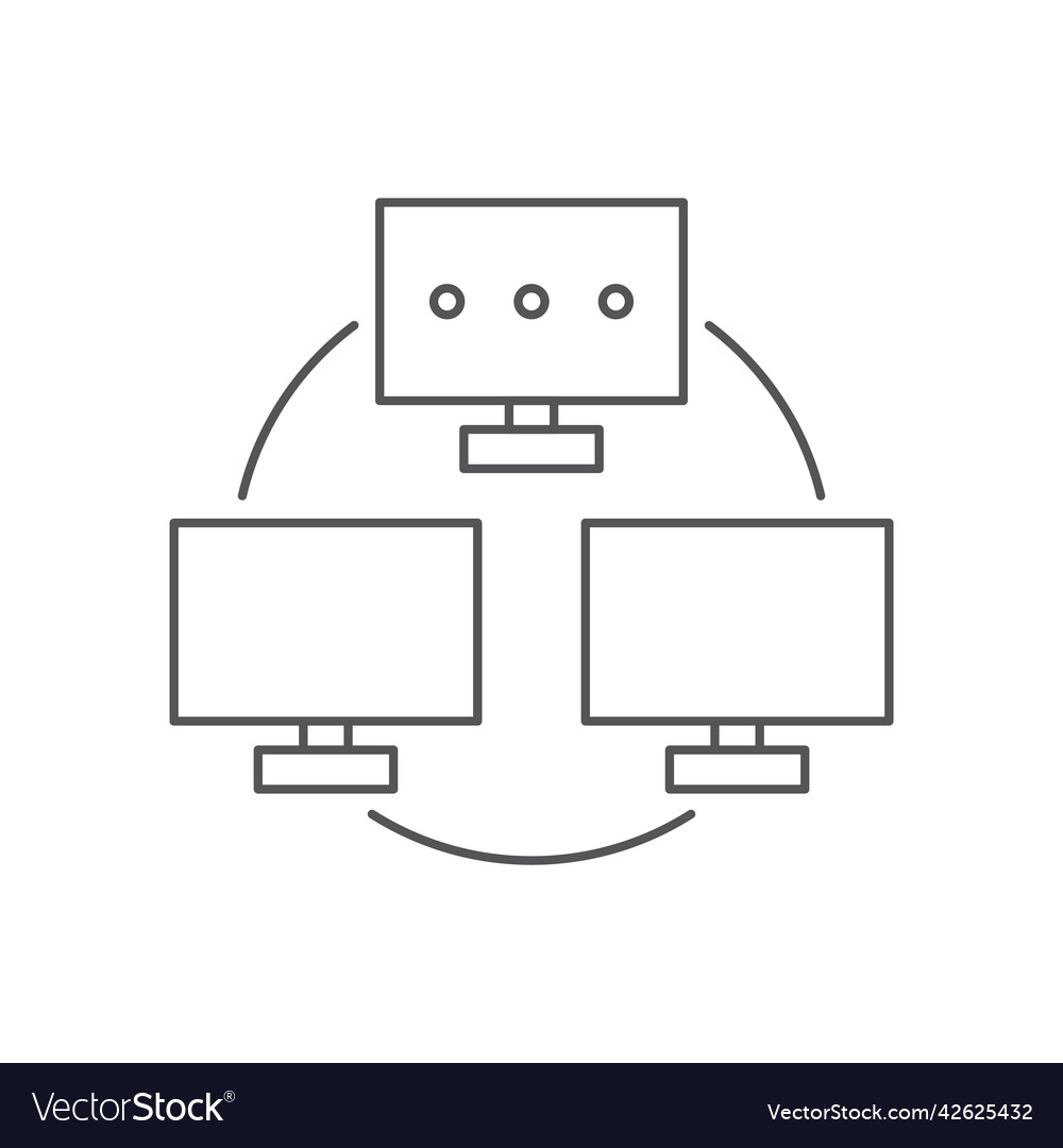 Line icon of computer network internet vector image Line icon of computer network internet
