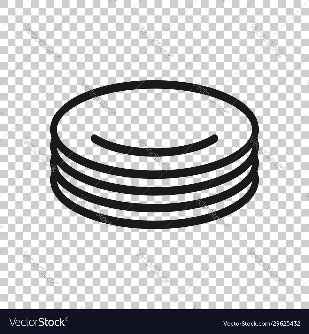 Plate icon in flat style dish on white isolated