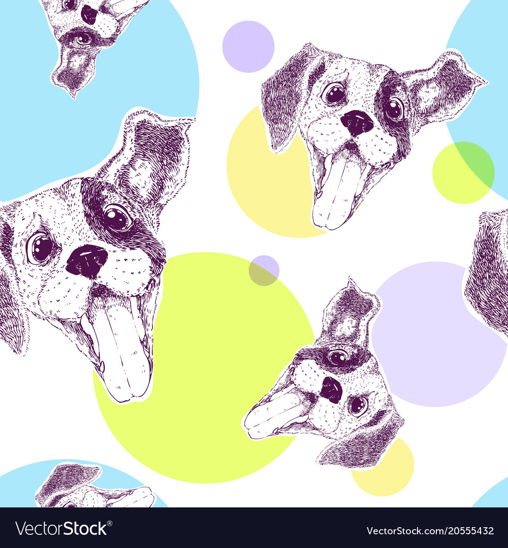 Seamless pattern with pretty puppy and colorful