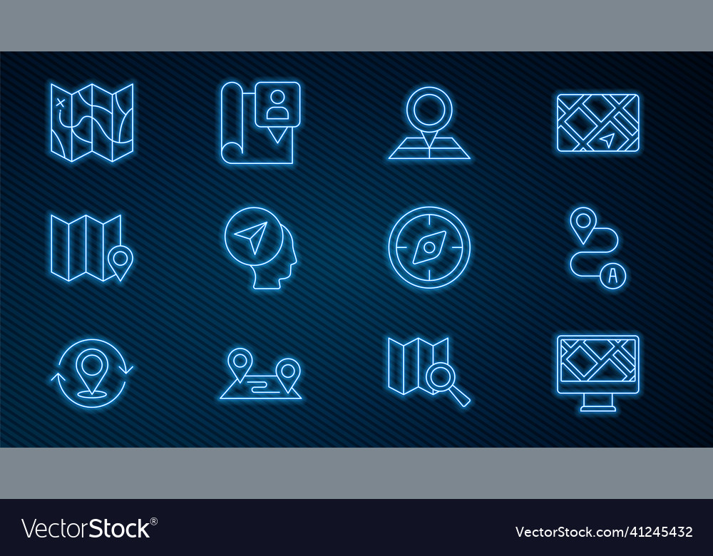 Linienmonitor mit Kartenpositionsroute gefaltet vector image Linienmonitor mit Kartenpositionsroute gefaltet