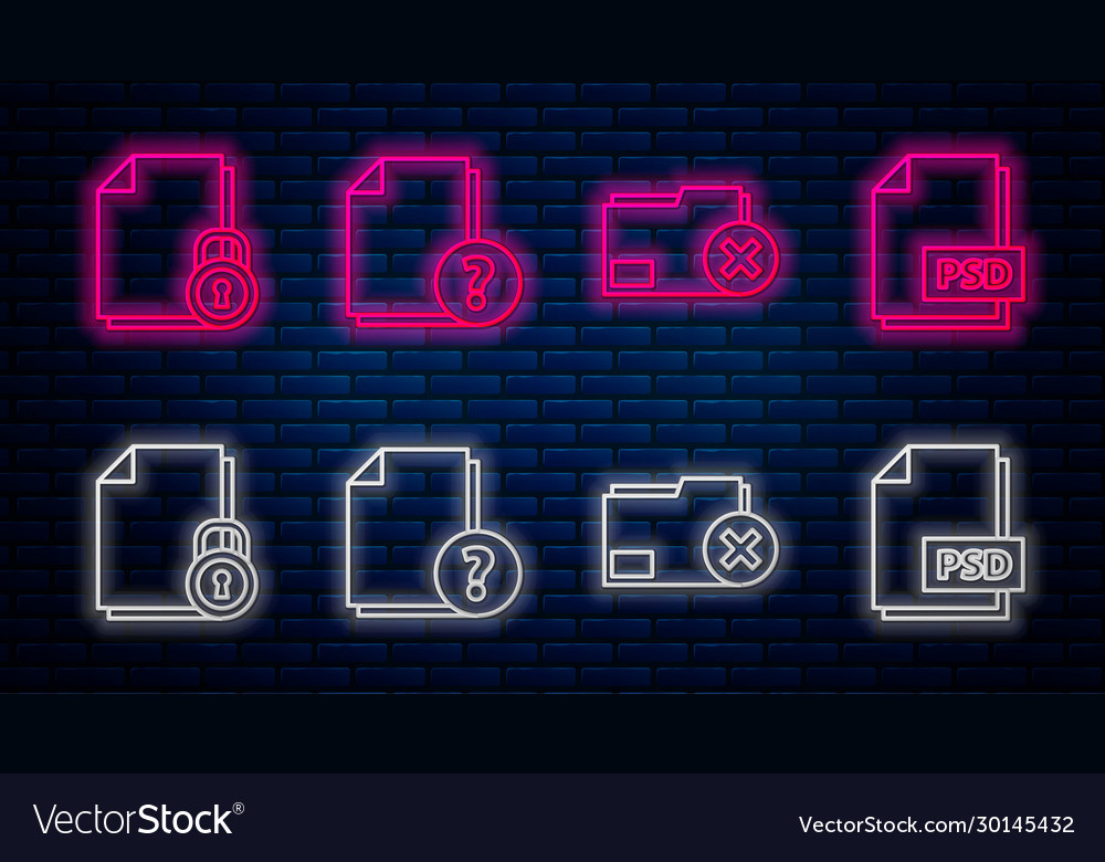 Set line unknown document delete folder vector image Set line unknown document delete folder