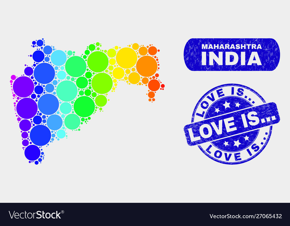 Spectrum mosaic maharashtra state map and grunge