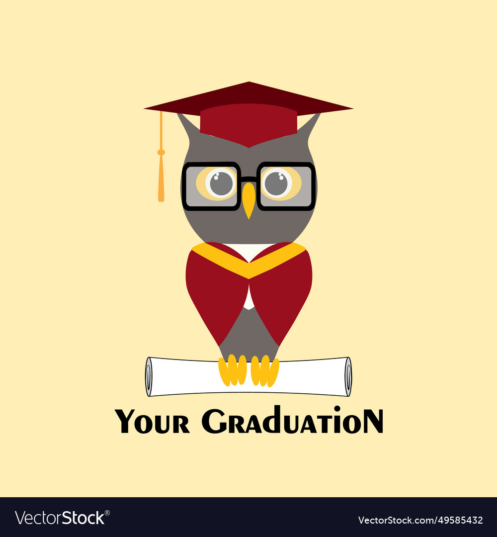 Wise owl in glasses a graduate hats academic Vector Image