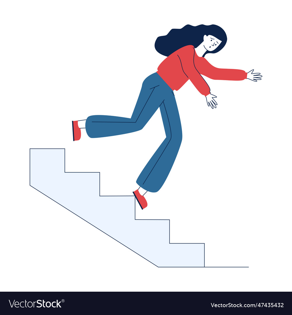 Young woman falling from staircase Royalty Free Vector Image