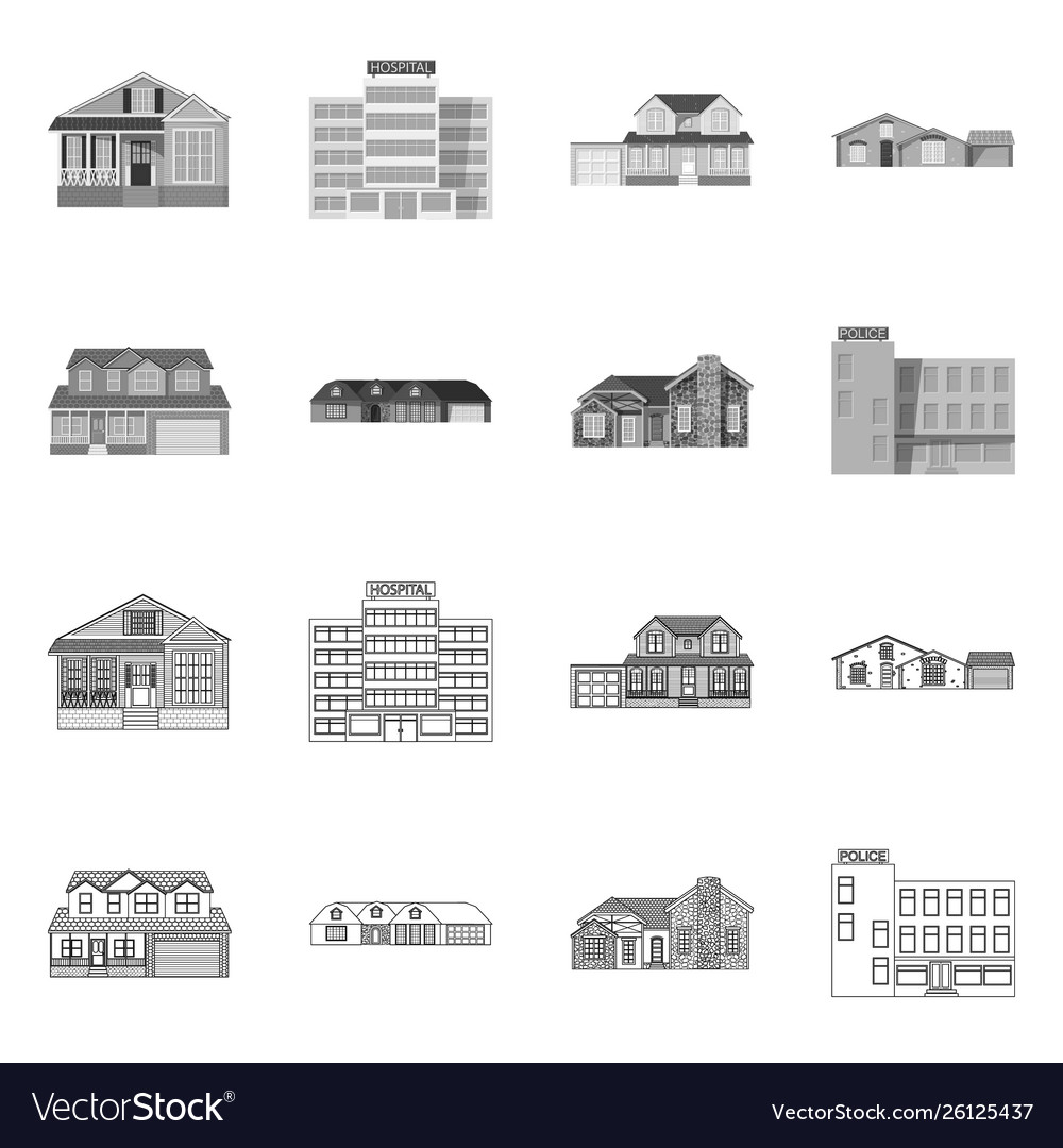 Building and front icon vector image Building and front icon