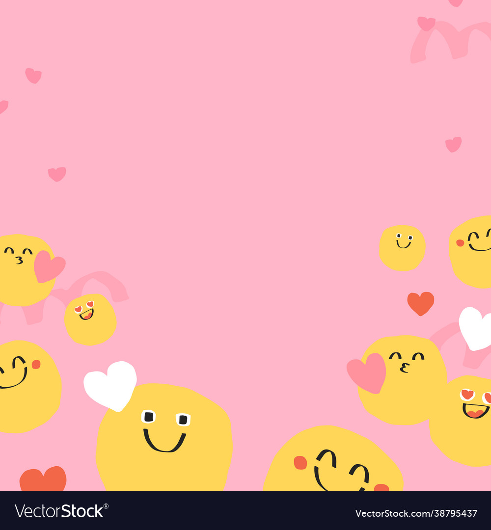 Cute background doodle emoji with heart sign