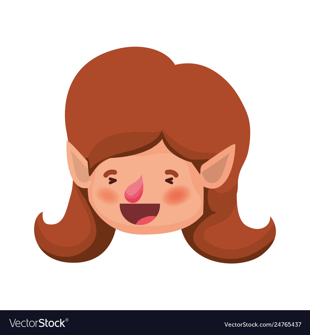 Elf woman head avatar character Royalty Free Vector Image