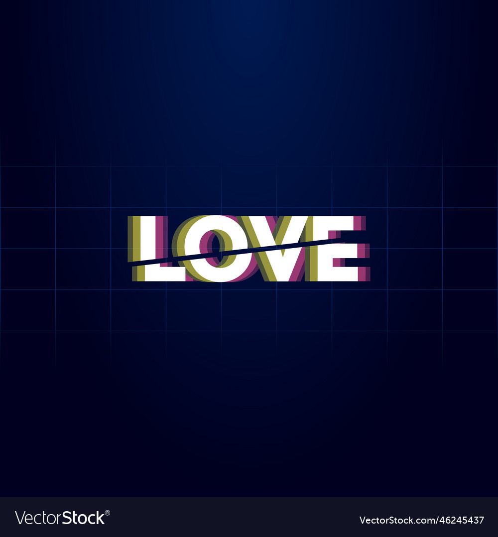 Headline word love is divided by a diagonal line Vector Image