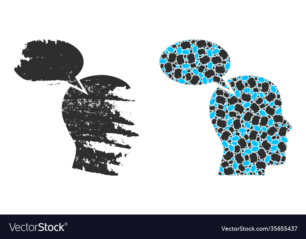 Imagination cloud icon recursion mosaic and grunge vector image Imagination cloud icon recursion mosaic and grunge