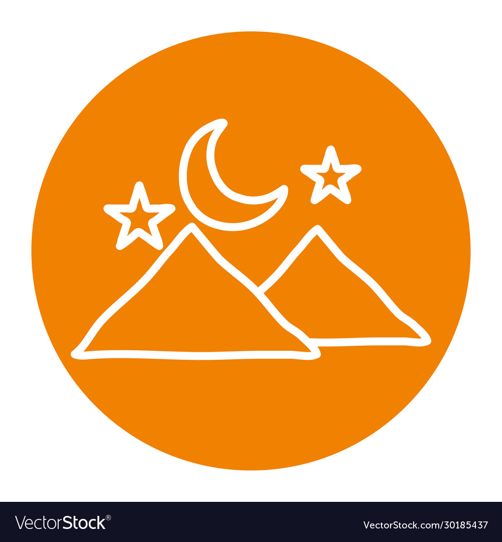Isolated moon stars and mountains block line style