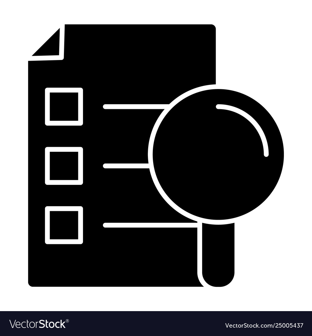 Lupe and document solid icon list magnifying vector image Lupe and document solid icon list magnifying