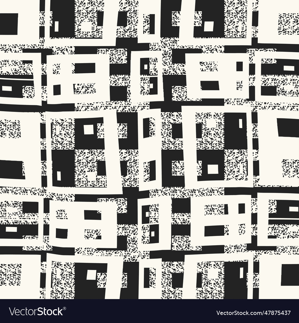 Monochrome glitch effect textured mosaic pattern vector image Monochrome glitch effect textured mosaic pattern