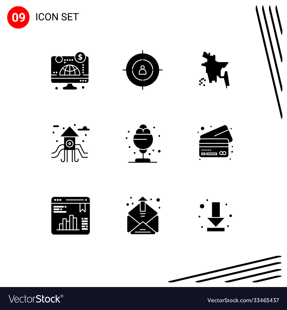 Pictograph set 9 simple solid glyphs summer