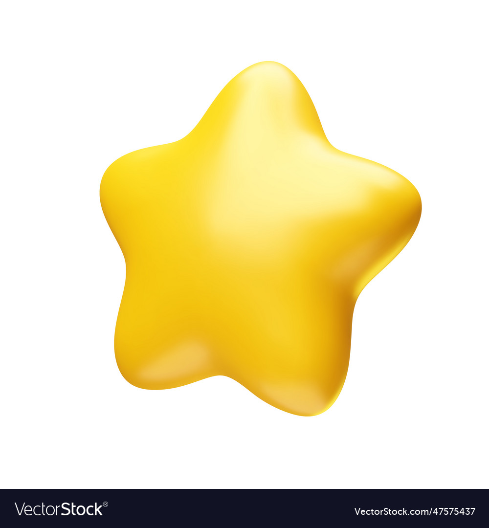 Rotating Golden Star 3d Realistic Style Rendering Vector Image