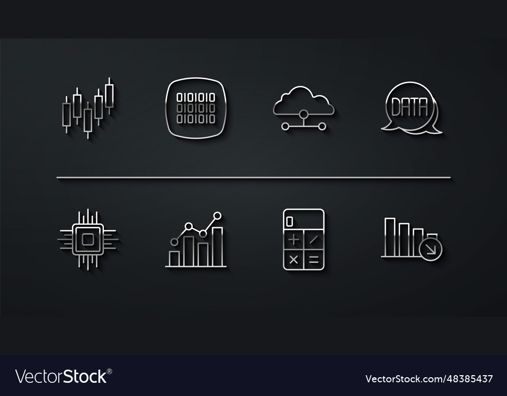 Set line browser with stocks market processor cpu vector image Set line browser with stocks market processor cpu
