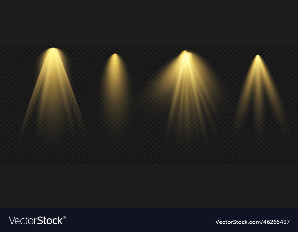 Set of spotlight isolated on transparent Vector Image