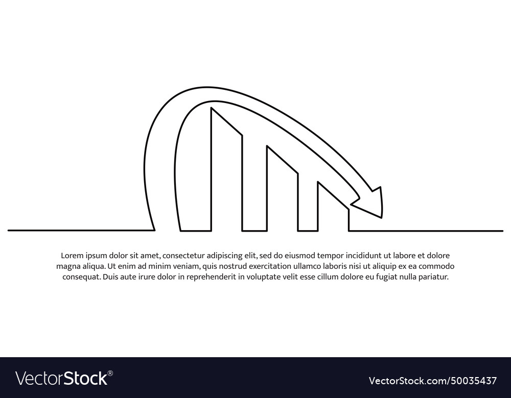 Simple continuous line design of sharp declining vector image Simple continuous line design of sharp declining