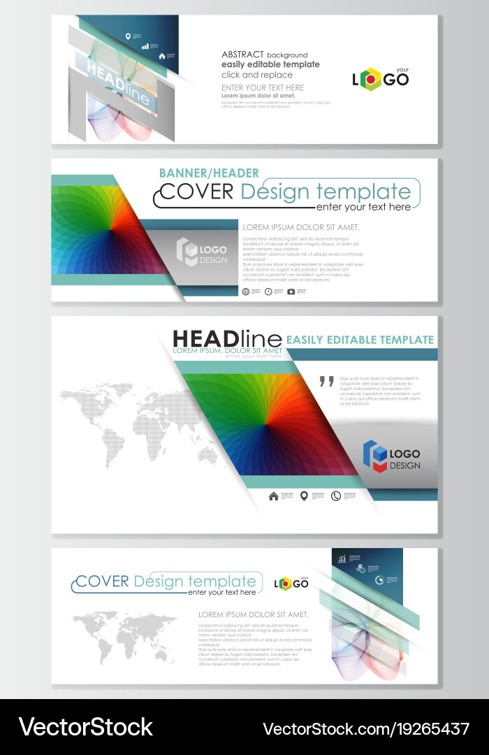 Social Media And Email Headers Set Modern Banners Vector Image