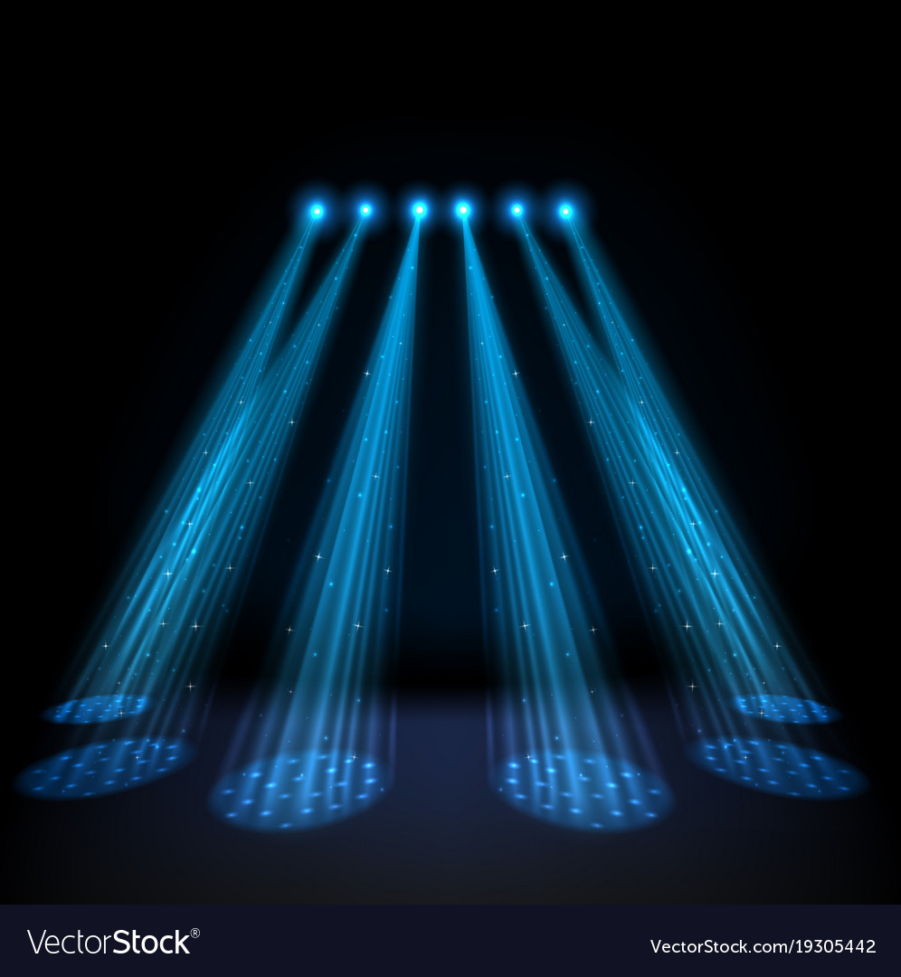 Blue spotlights on dark background