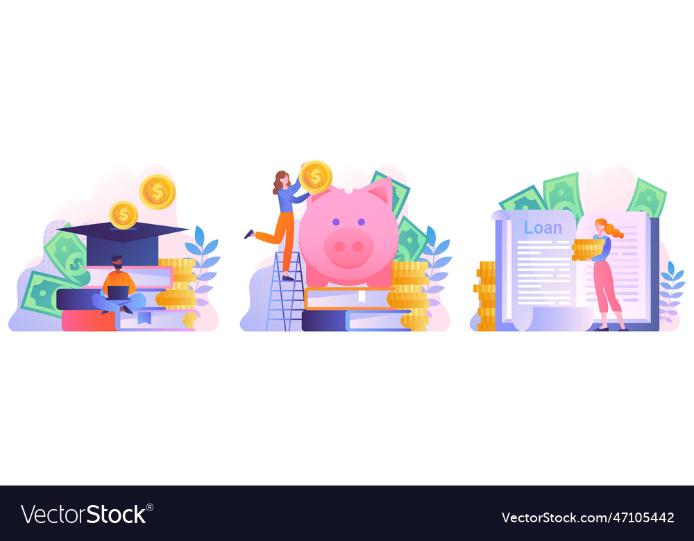 Education loan set Royalty Free Vector Image - VectorStock