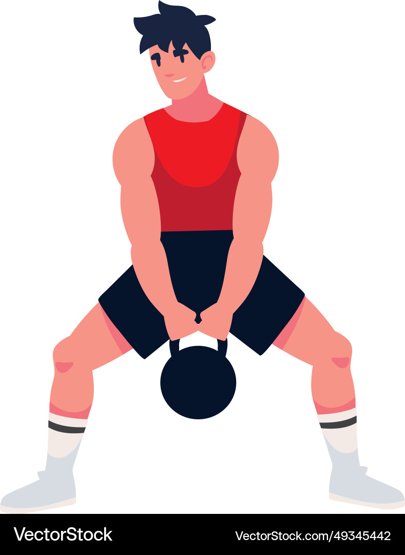 Fitness strong man with kettlebell Royalty Free Vector Image