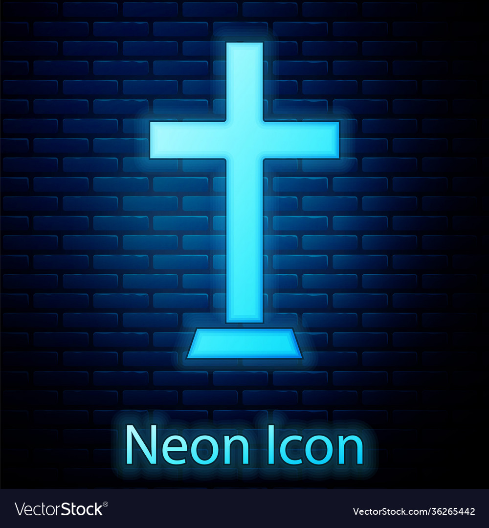 Glowing neon christian cross icon isolated Vector Image