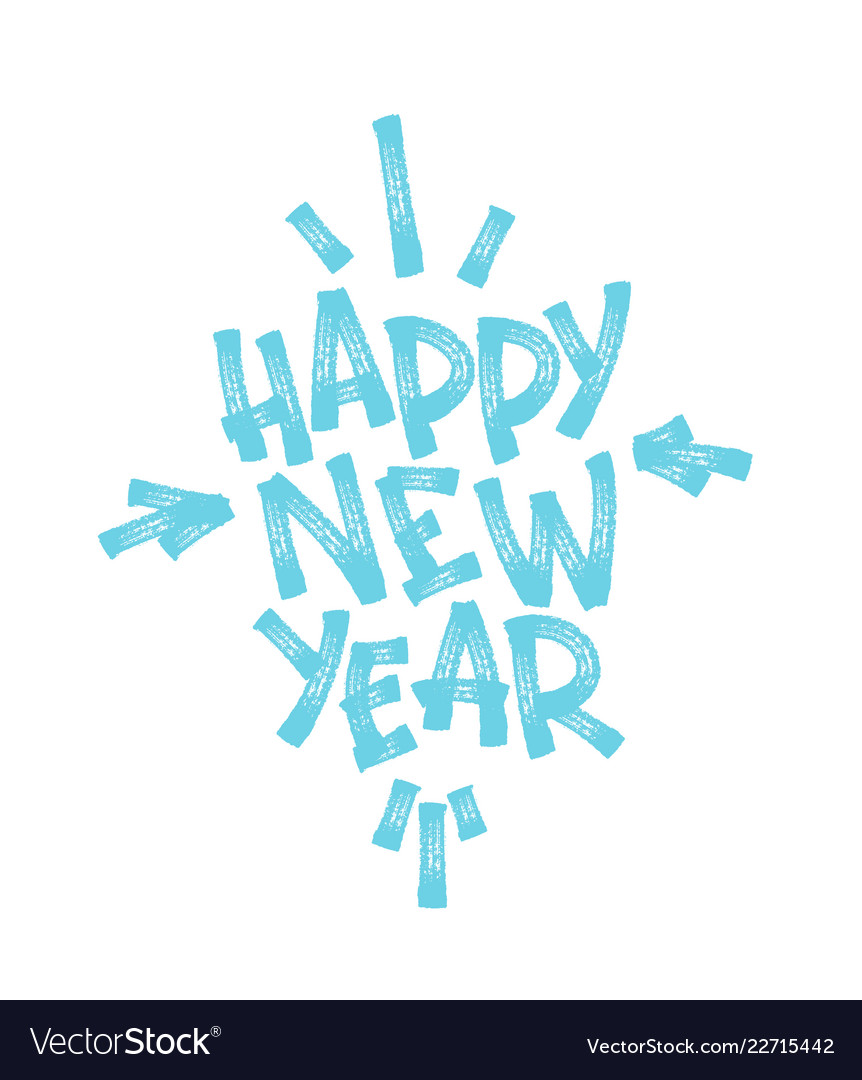 Happy new year marker hand lettering isolated Vector Image