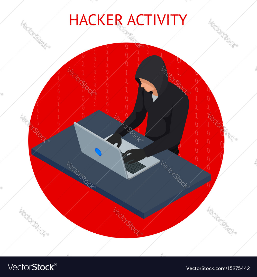 Isometric internet hacker attack