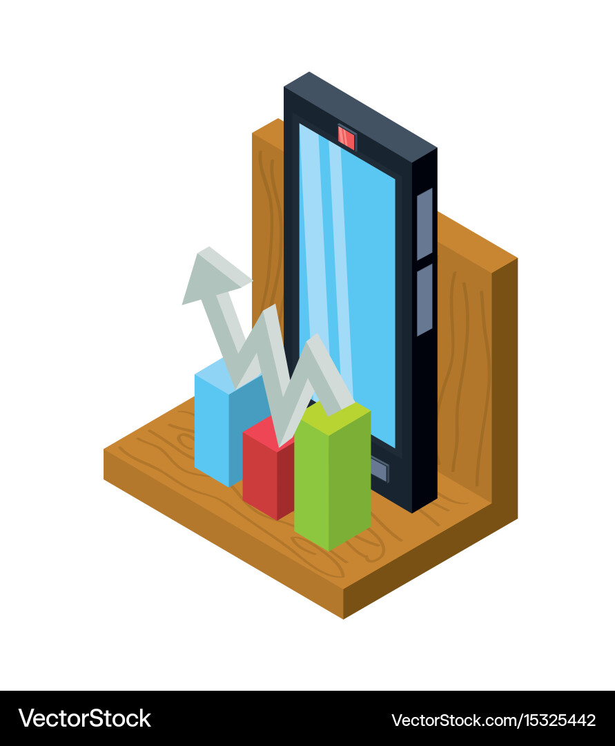 Isometric smartphone with business apps Royalty Free Vector