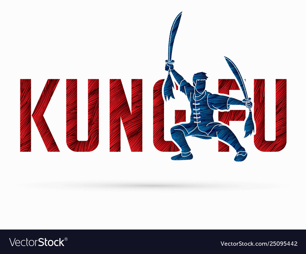 Kung fu action designed with text font graphic vector image Kung fu action designed with text font graphic
